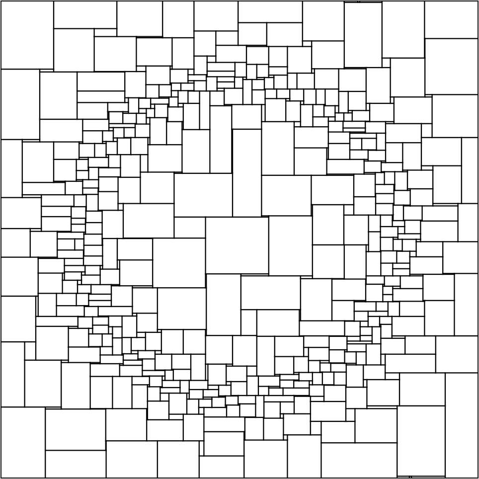 plain rectangular tiling around a circle
