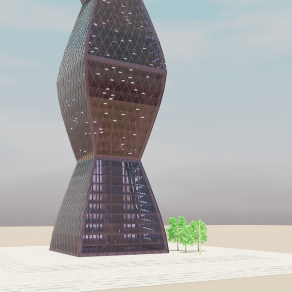 a skyscraper version of Brancusi's Endless Column seen from front