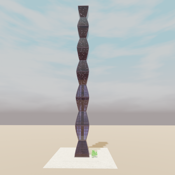 a skyscraper version of Brancusi's Endless Column seen from front in full